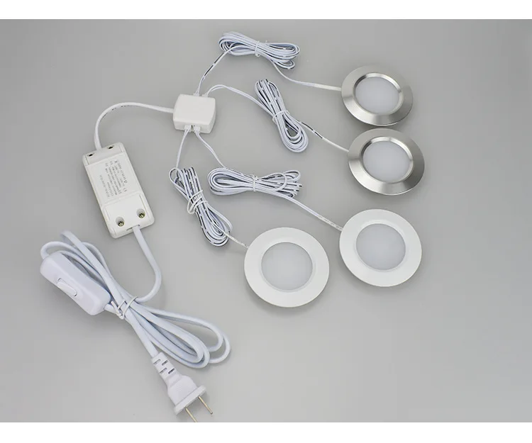 12V Mini Downlgiht Light Linkable for Wardrobe Recessed or Surface Mounted Cabinet 6Pack LED Cabinet Puck Light Kit
