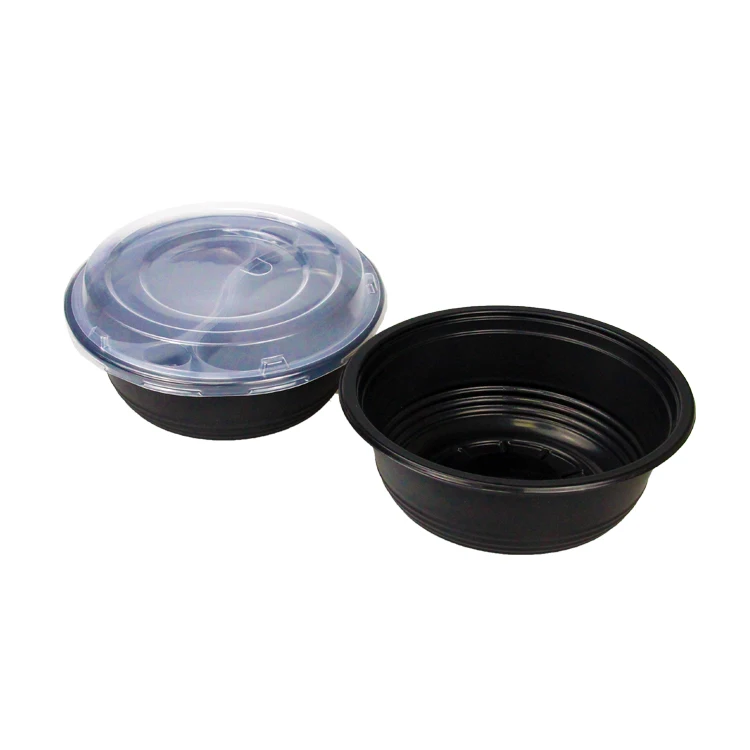 bpa free biodegradable frozen black free disposable plastic food containers round meal prep containers bowl with lid