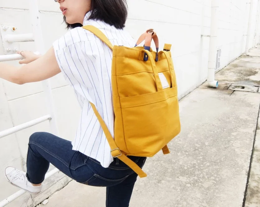 Wholesale Designer Ladies Waxed Canvas Shopping Bag Multifunction Canvas Tote Bag High Quality Canvas Backpack Bag