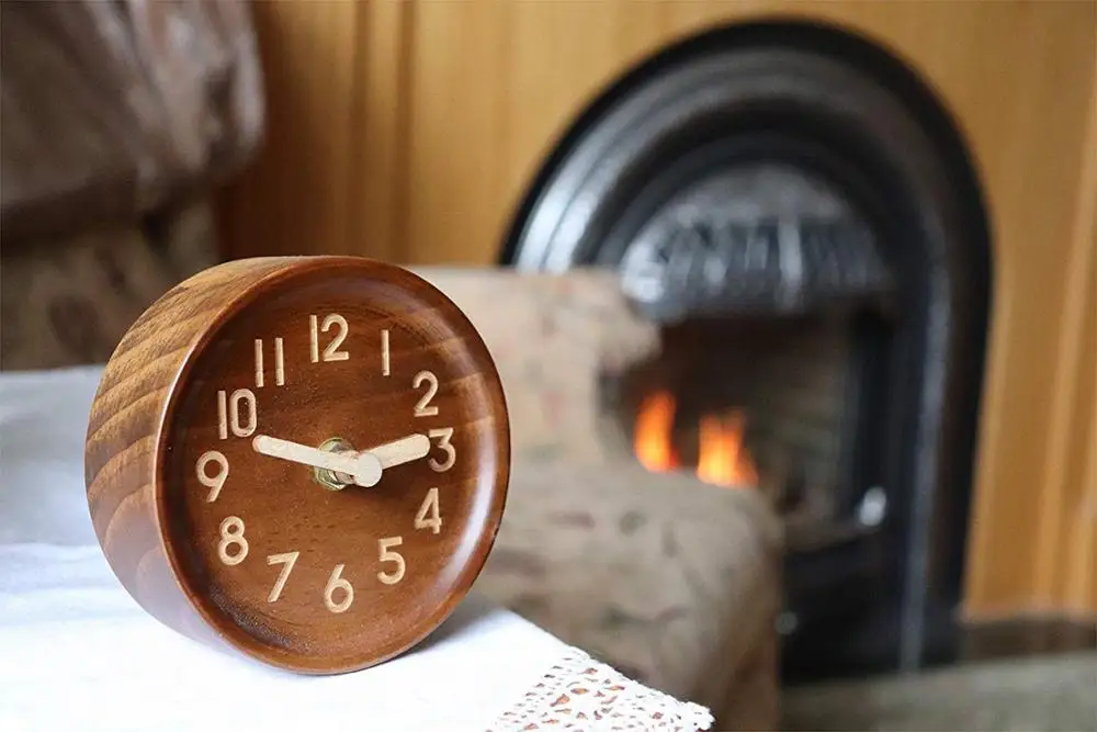 
Wooden Desk & Table Analog Clock Made of Genuine Pine,wooden clock 
