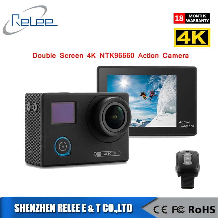 100% Оригинал 4 К 24fps двойной экран Удаленного Ultra HD Notavek 96660 30 М Водонепроницаемый Спорт Действий Камера DVR