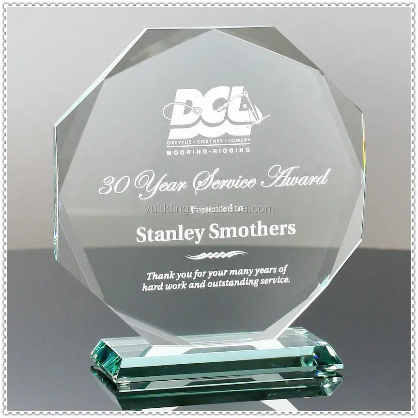 Custom Words Etching Faceted Edge Blank Glass Octangle Awards
