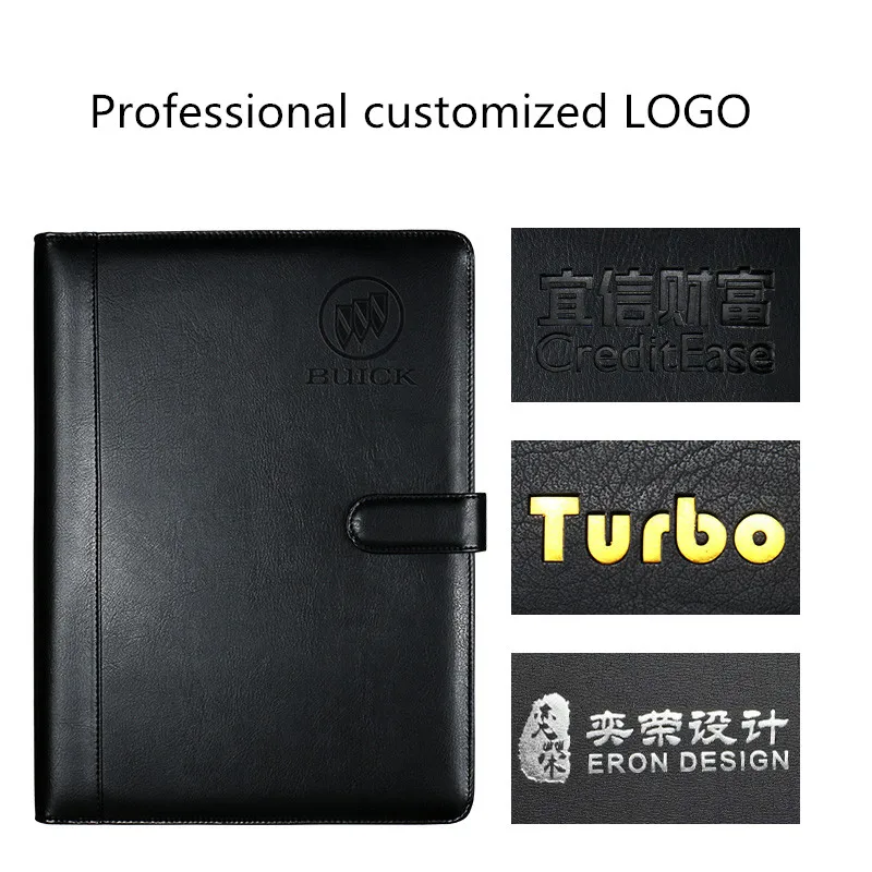 A4 leather clipboard folder black multifunctional business conference file folder with pen calculator