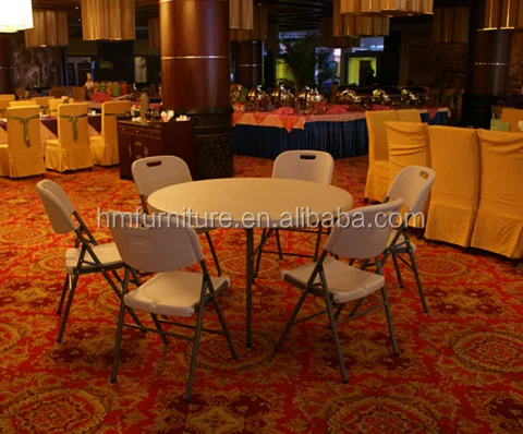 4FT Banquet plastic round folding table for 6 seats