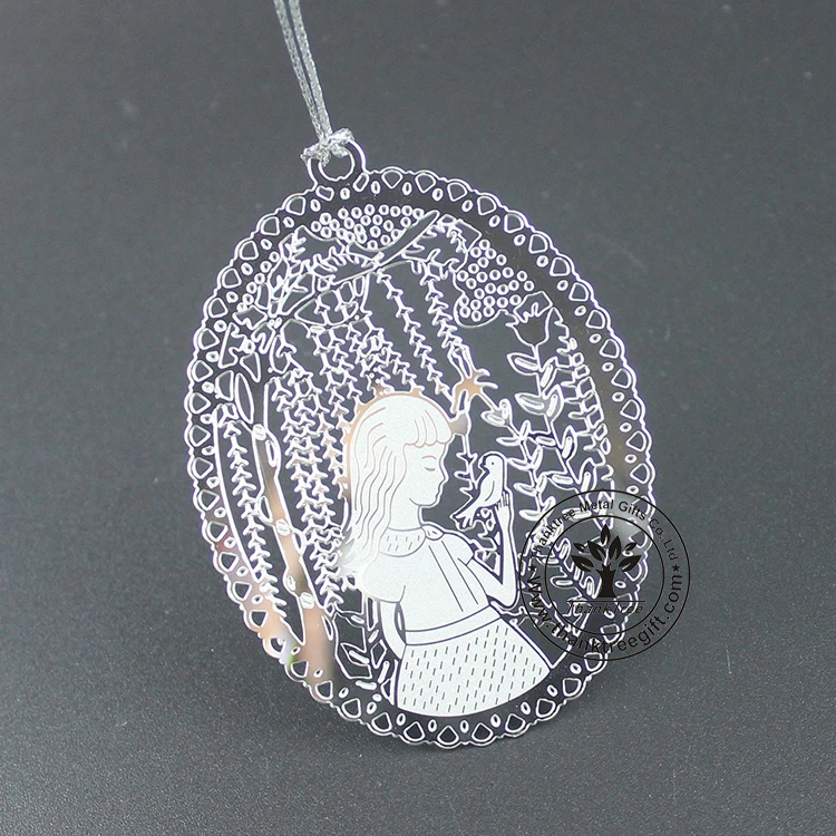 
2018 new hot custom etched mirror finish stainless steel Christmas ornaments 