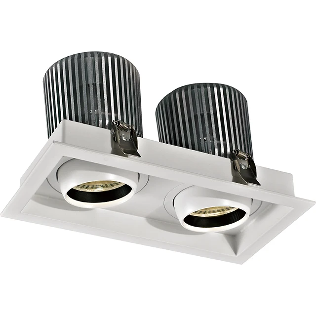 
Double Heads 30W Remodel Shop Recessed Ceiling deckenleuchte Downlight lighting spotlights COB Led Grille Light 