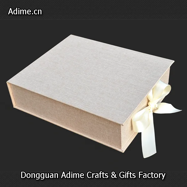 factory custom fabric velvet cloth linen portrait photo print album ribbon storage gift box for mat board