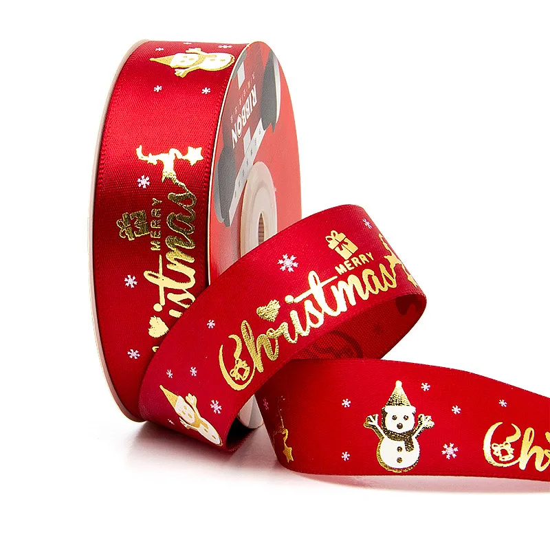 Wholesale celebration gift ribbon , high quality custom logo 3D embossed foil printed satin ribbon