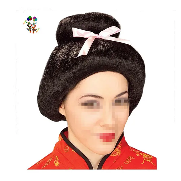 Synthetic Party Costume Japanese Black Geisha Cosplay Wigs HPC-1103