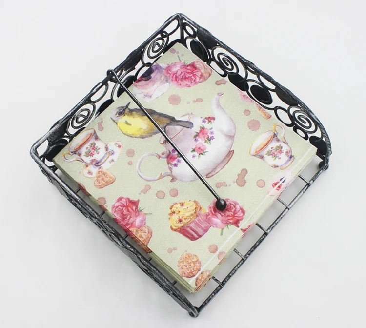 Food-grade Bird Tea Print Paper Napkin Tissue  Dinner Napkins Servilleta For Birthday Party Decoration 33*33cm Or Custom