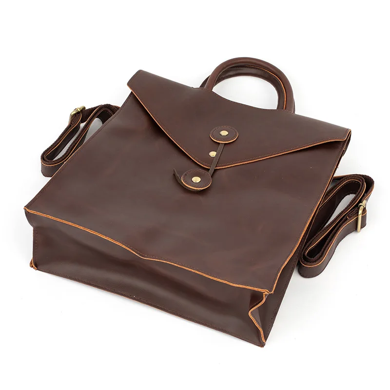 Portable leather laptop handbag message bag travel business document bag backpack briefcase for men