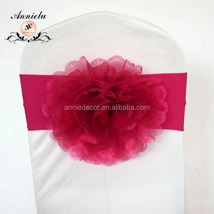 
New design red wedding banquet chair sash organza flower chair sash 