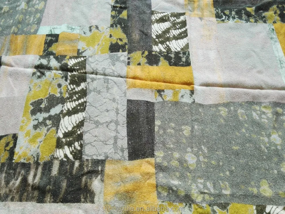 
Digital printing Noil Silk Poplin raw silk fabric 