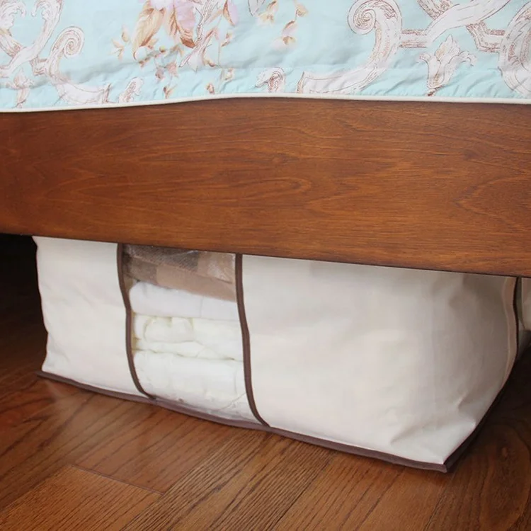 Hot Sale Beige PVC Window Zipper Blanket Quilt Packaging Bag Durable Foldable Storage Bag for Clothing Wardrobe Applicable