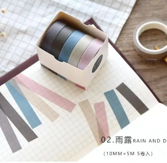 
And paper tape core message 5 package solid color series of zhang hands tore practical diy decoration stickers 9 models pn6475 
