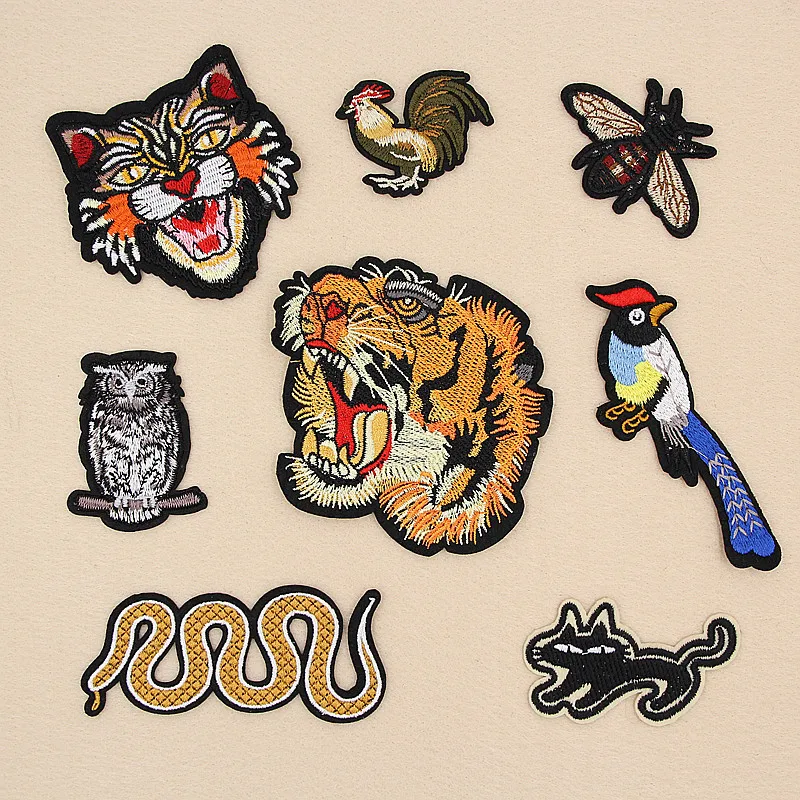 
embroidery patch animals patches tiger bee badges snakes appliques for clothing XW-19123150 