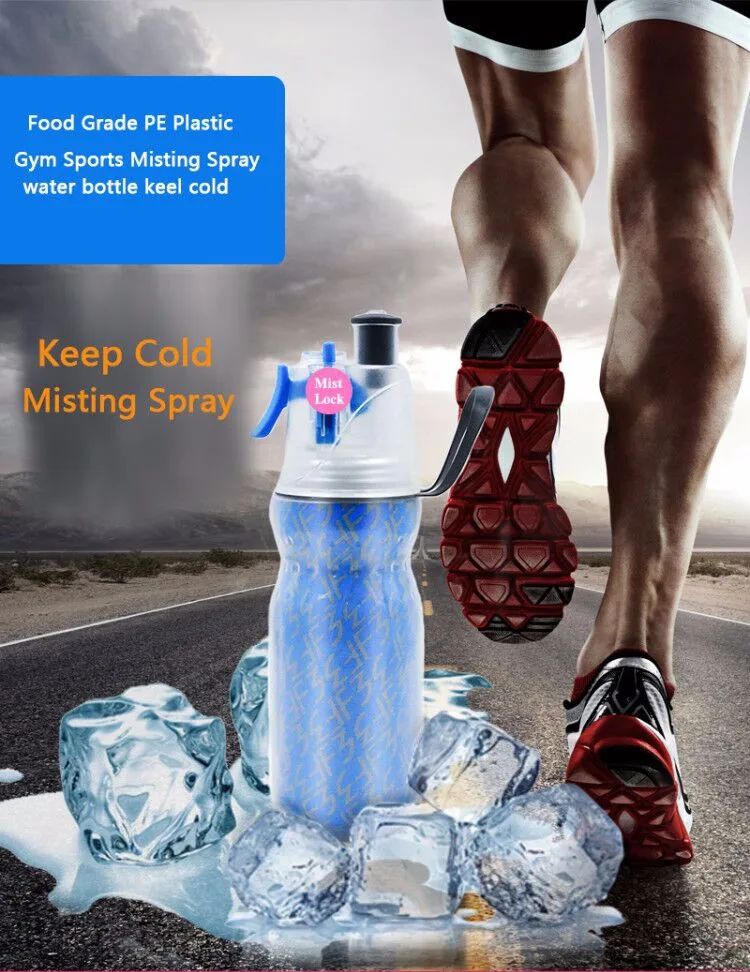 17 oz 500ml BPA Free Keep Cool Insulated Bike Water Bottle sport Spray Mist Squeeze Bottle