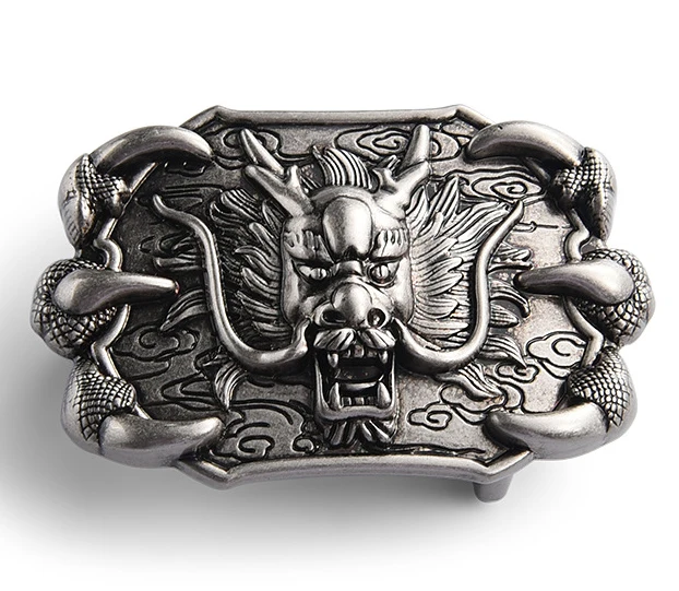 Die casting western belt buckles,40mm inner size 3D finish dragon head zinc alloy buckle