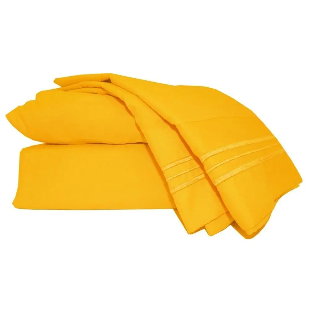 Polyester Microfiber Brush Fabric Stripe Hotel Bed Sheet Set,poly cotton white striped hotel sheets