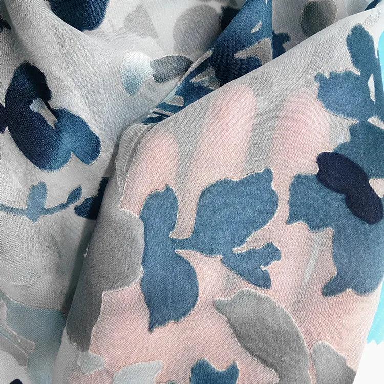 Custom design printing silk rayon opal burnout and printing fabric