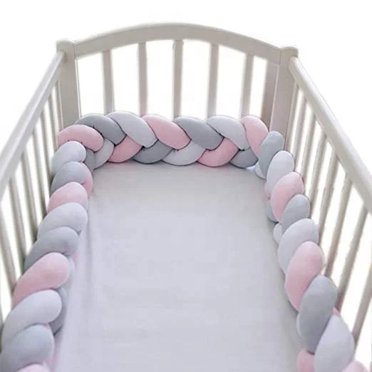 Cheap Price Knot Triple Braids Surrounded Baby Crib Bumper Baby Bedding Set For Sale