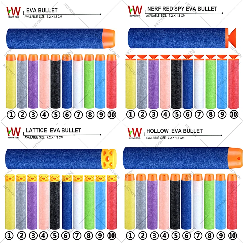 (10 colors) EVA bullets Refill Clip Darts electric toys soft foam bullets guns outdoor toy -- Sucker head (HM8C)
