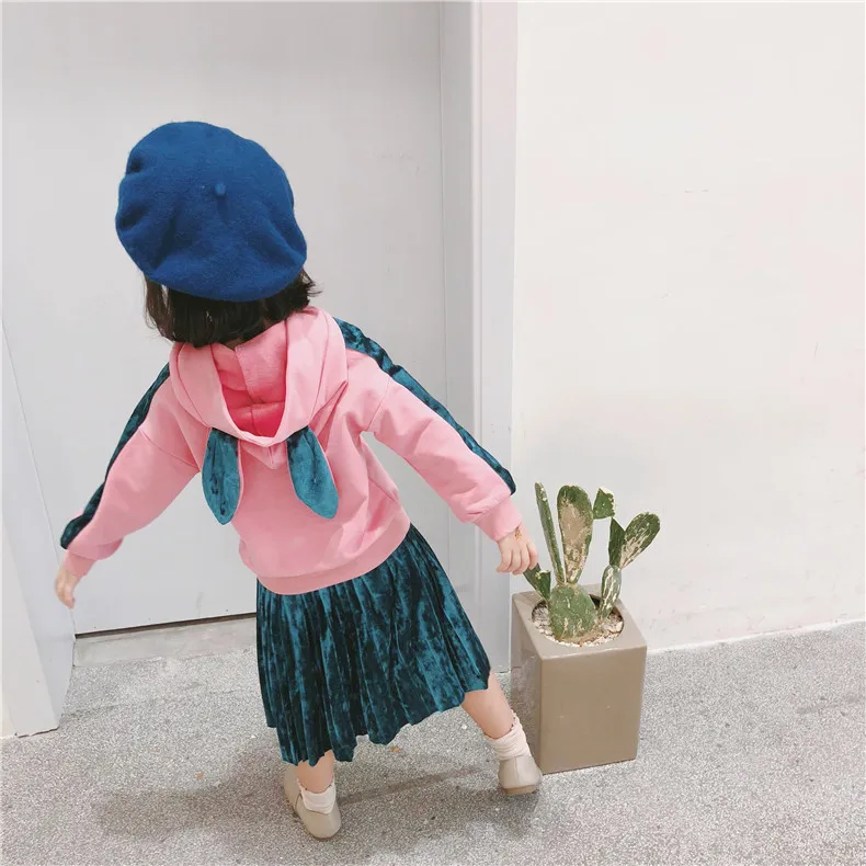 korean kids bunny dresses hoodie dress New arrival winter children frocks designs wholesale baby clothes