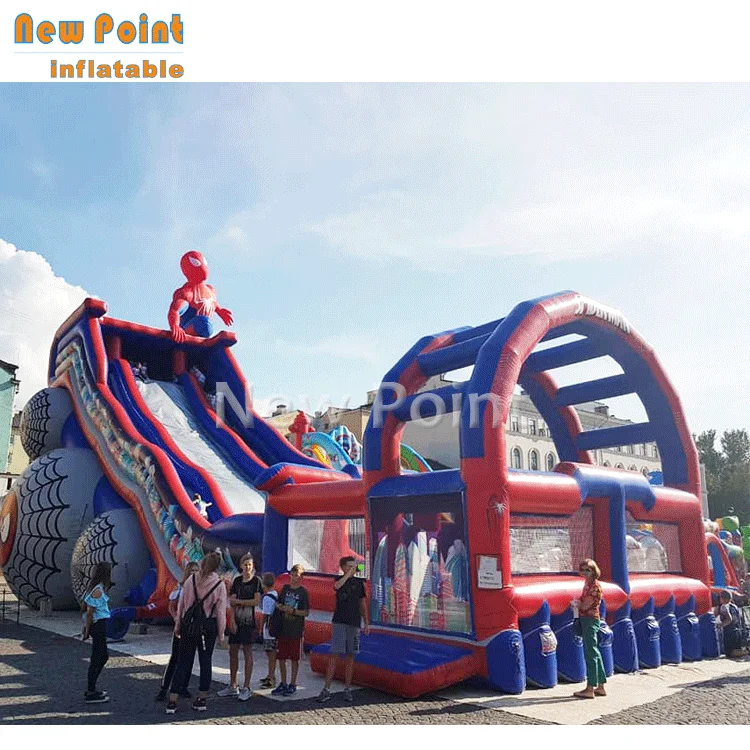 Hot sale cheap spiderman inflatable bouncer slide for kids