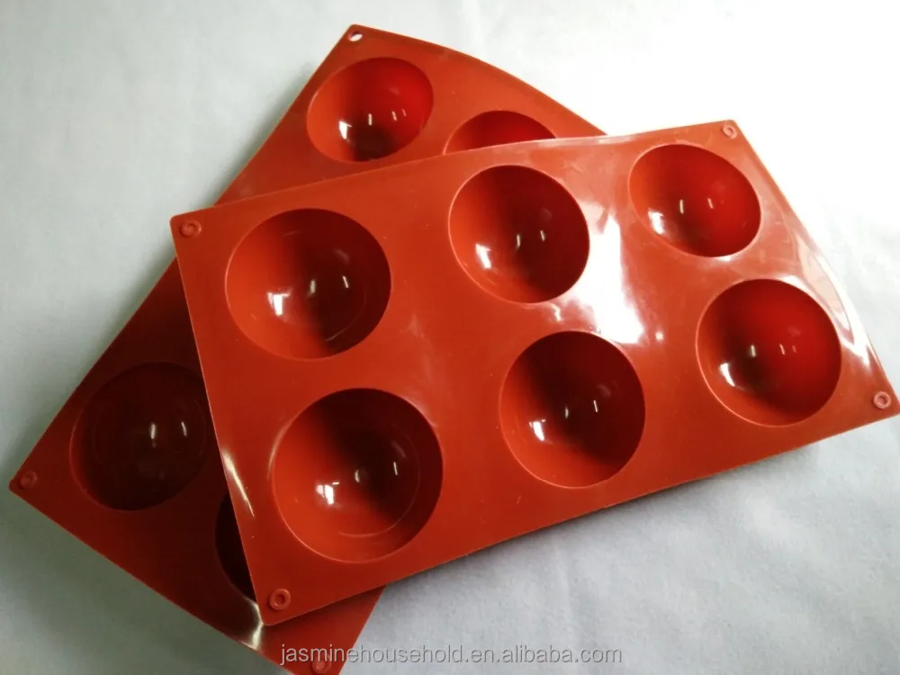 Food Grade  Approved Wholesale 6 Cavities Big 70mm Half Sphere Baking Mold Silicone Cake Mold