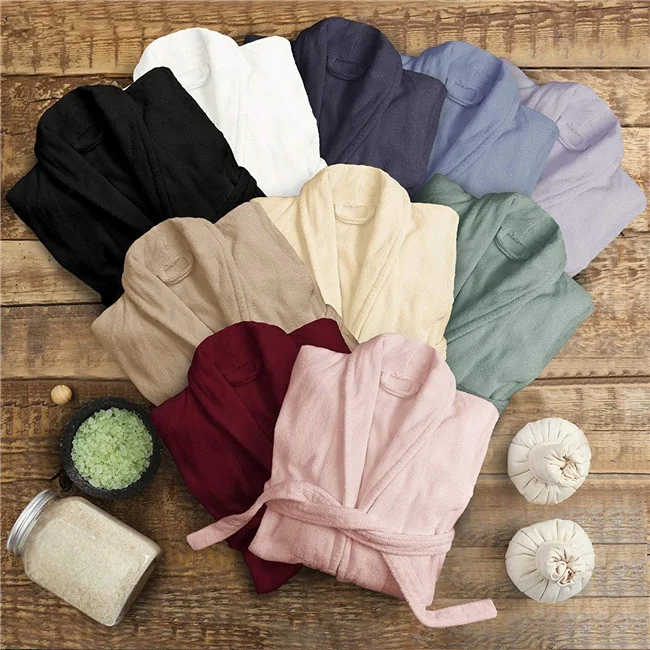 
Well selling business plush wholesale unisex women men custom hotel cotton bathrobe 