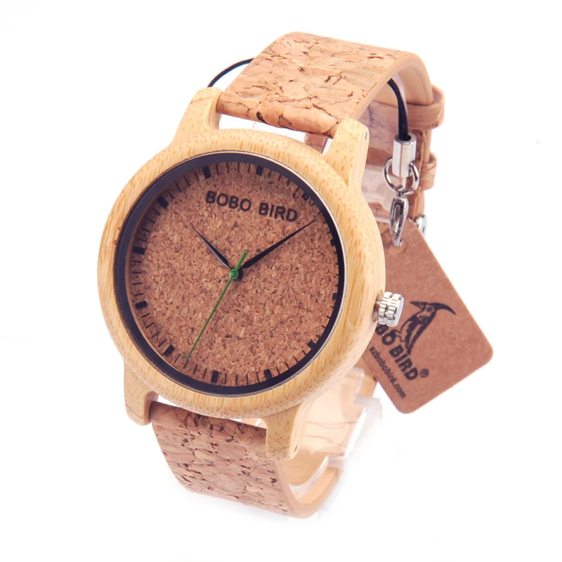 BOBO BIRD Lovers Watches Wooden Timepieces Handmade Cork Strap Bamboo Watch Drop Shipping for couples