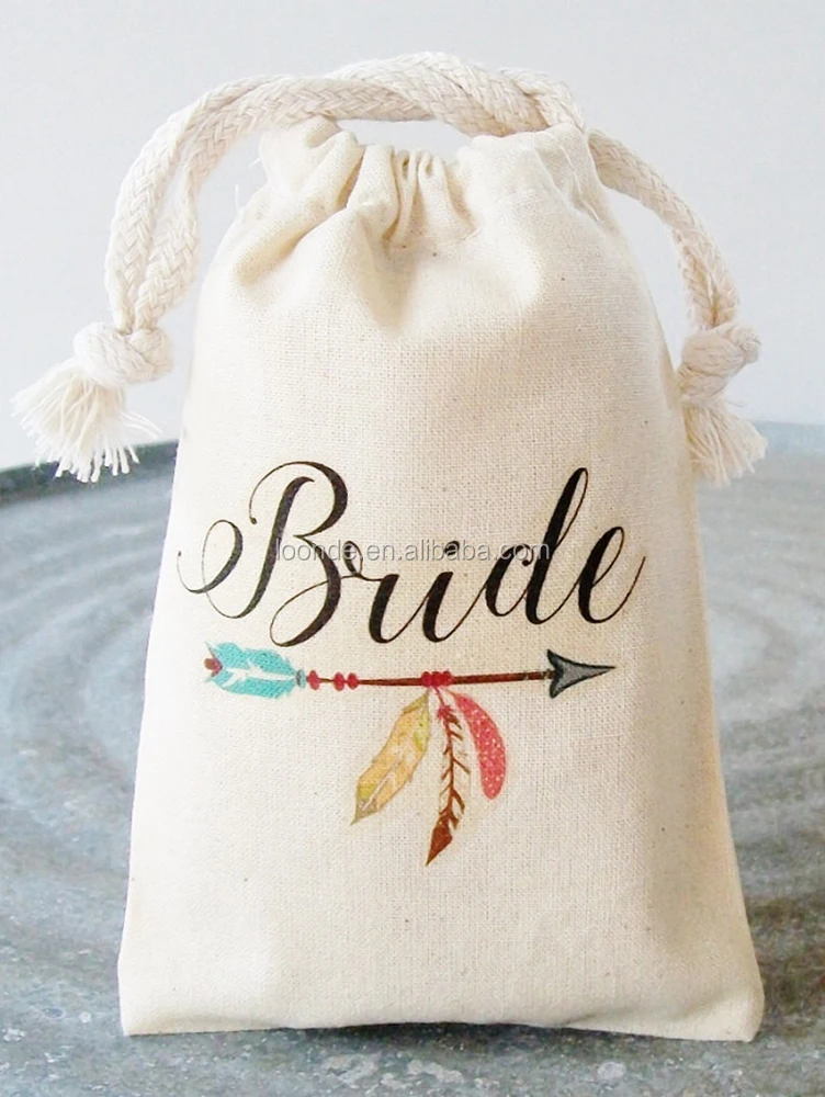 
Custom bride tribe tote bag cotton packaging drawstring bag 