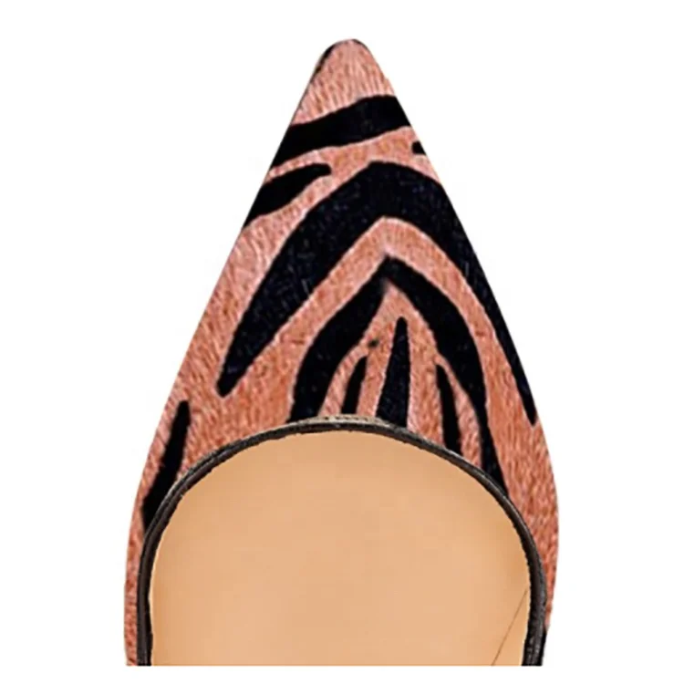 New Design Fancy Women Zebra Leather High Heel Pumps Dress Shoes