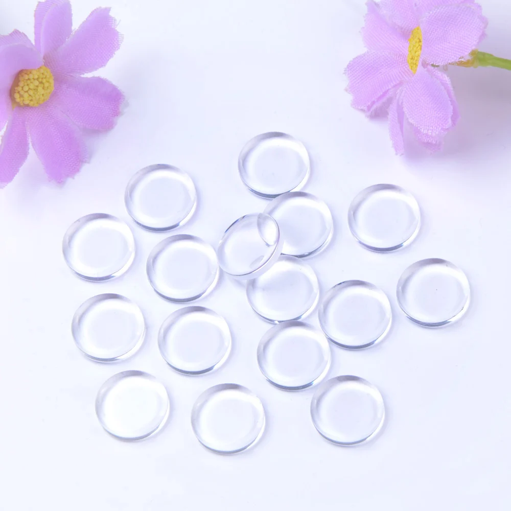 Chanfar Transparent Clear Picture Round Glass Cabochons Flat Back 12mm for Pendant Base