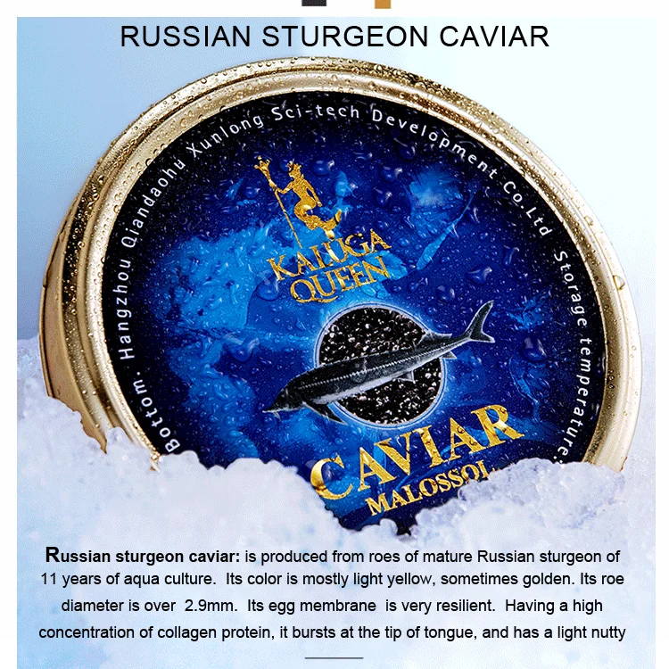 Factory price wholesale custom delicious frozen bulk good caviar royal ossetra beluga sturgeon caviar cost