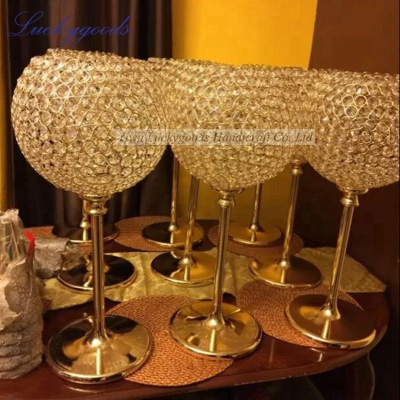 LDJ934 gold plating table top wedding centerpiece crystal ball candle holder wholesale