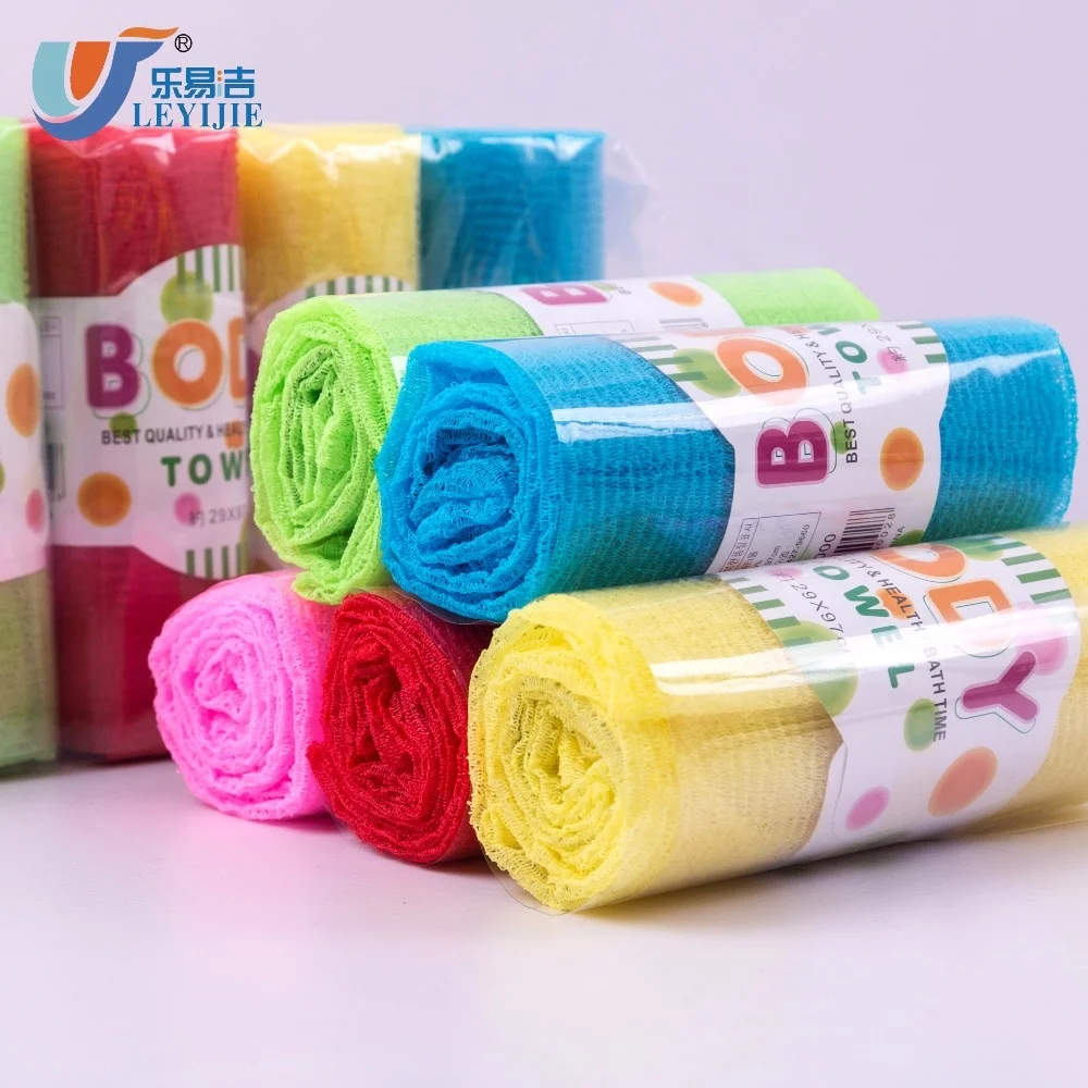 Full Stocked High Quality Shower Towel Body Scrub Cloth Exfoliating 100% Nylon Bath Scrub Towels