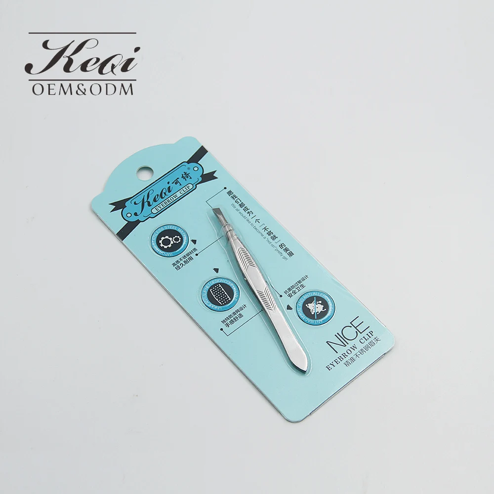 KEQI Personal care items portable cheaper price stainless tweezers eyebrow slant tweezers