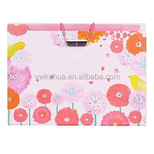 Accordion Document File Folder Expanding Cute Multi-layer Archival File Organizer 8 Pockets (Pink)g A4 Paper Size