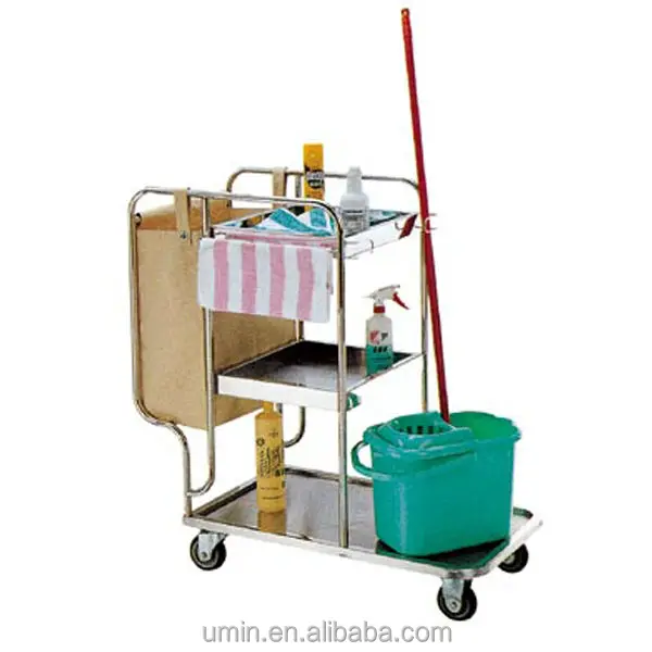 Hotel Stainless Steel Cleaning Trolley Cleaning Cart