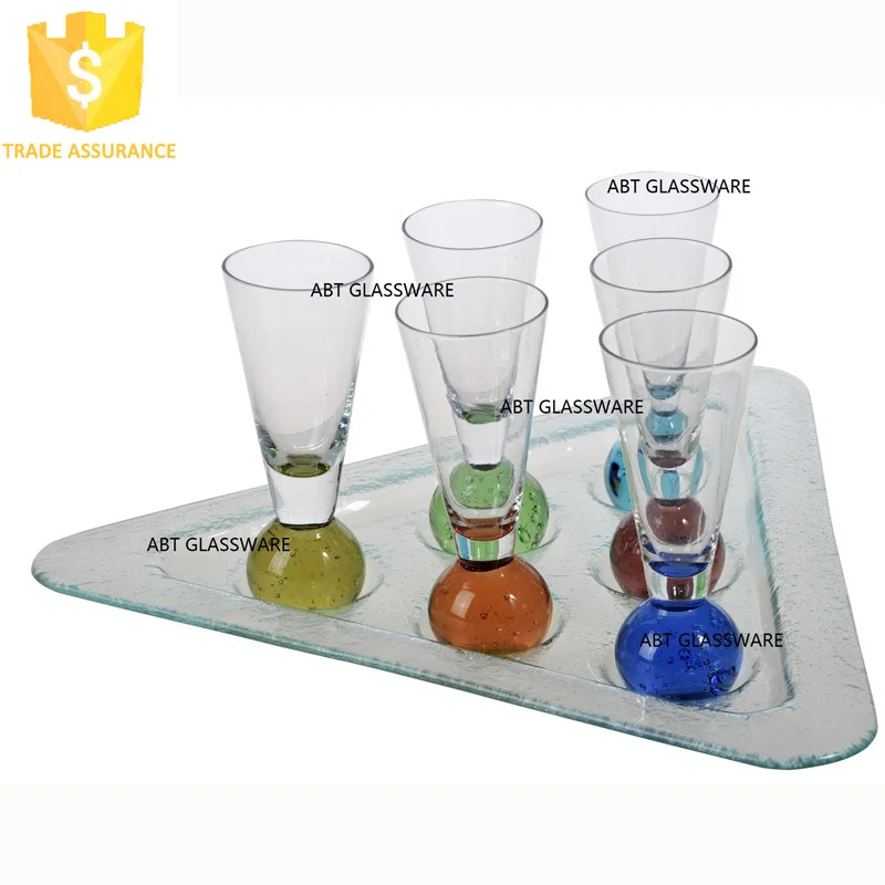 hot sale glass colored ball base wine glass custom shot glass