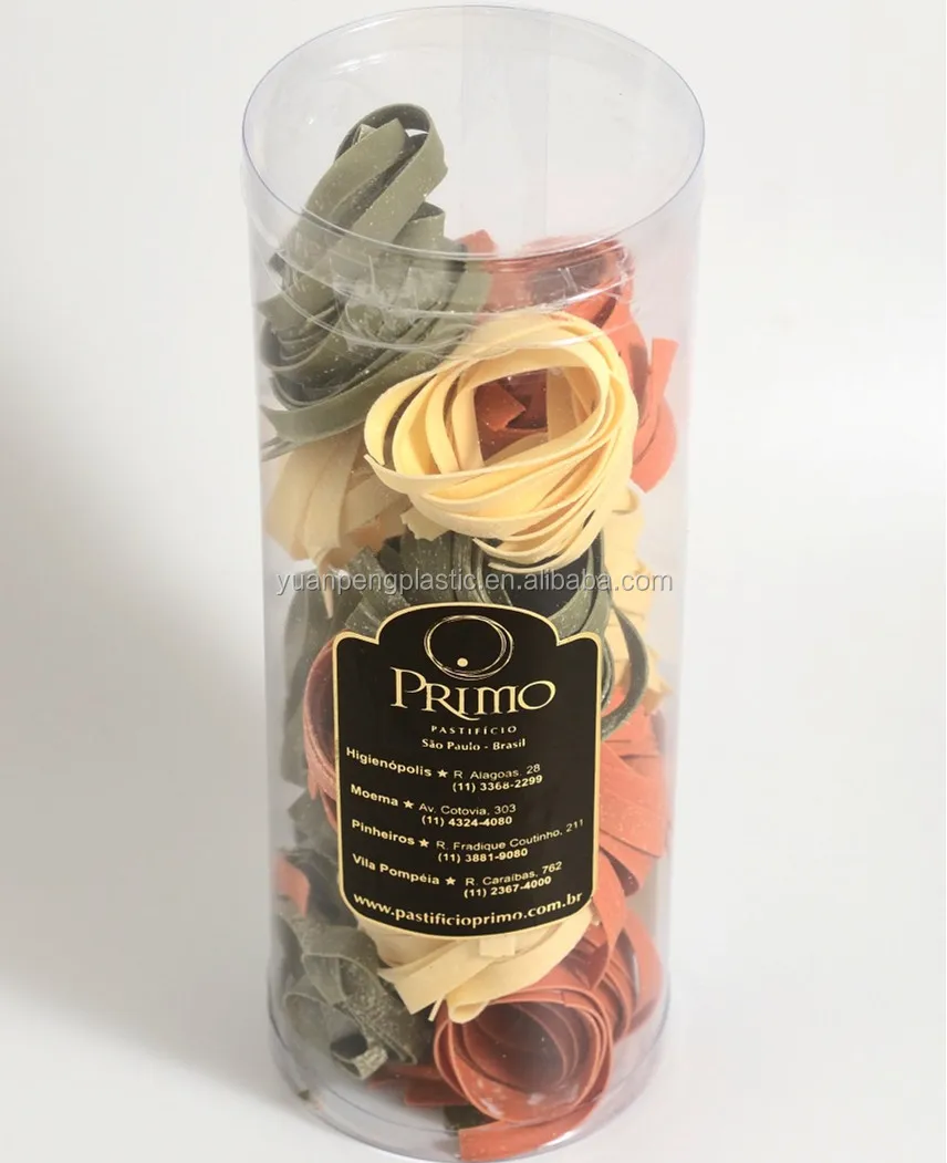 Transparent food safe clear PETG plastic tube food packaging Food grade plastic tube packaging with sticker