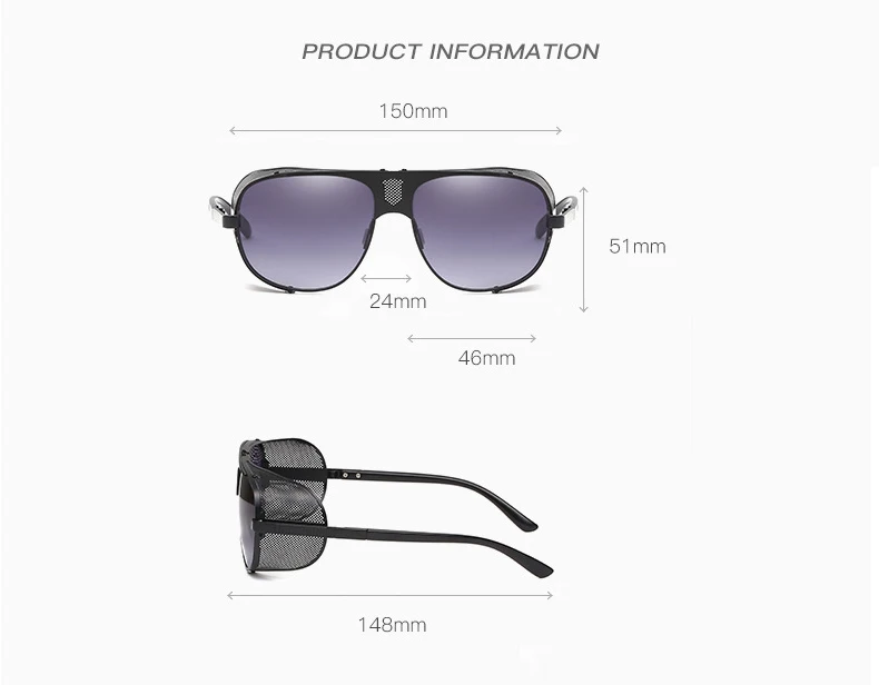2022 Fashion Cool Shield Punk Style Side Mesh Sunglasses Vintage Oculos De Sol 66337 Iron Man SteamPunk Brand Design Sun Glasses