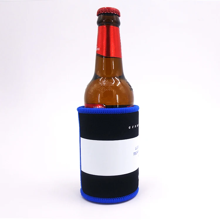 China factory  supply custom top and bottom overlocked ,taped side neoprene stubby holder, 330 ml beer holder