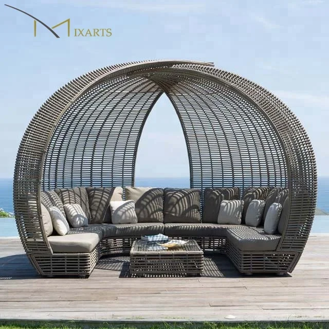 
High quality rattan furniture outdoor daybed patio hotel project garden furniture outdoor sofa cabana 