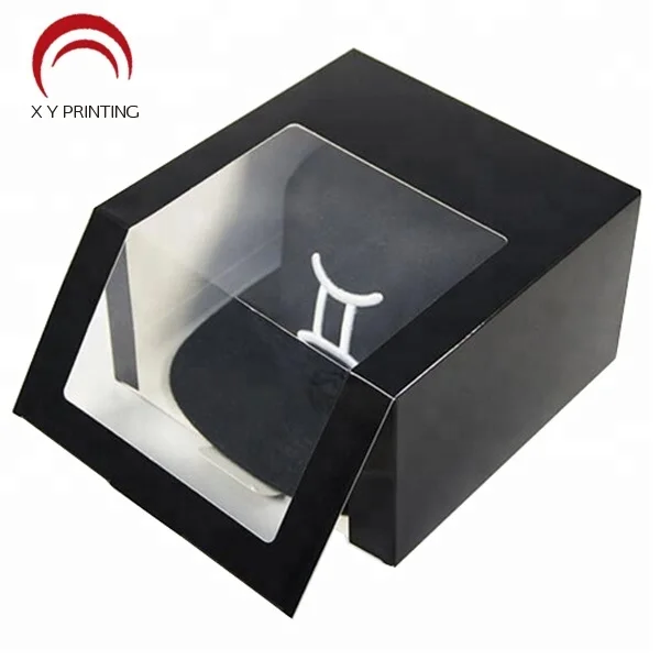 
Custom Logo Printed Folding PVC Window Paper Cap Hat Box Plastic Packaging Gift Boxes 