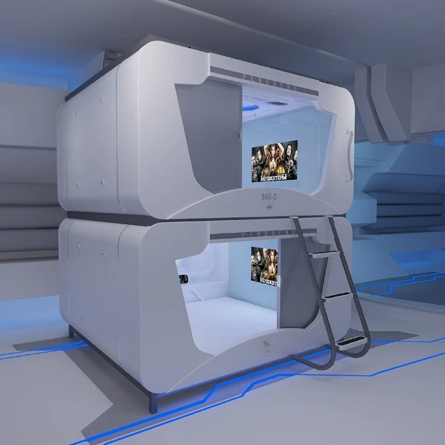 New double bed design space capsule bed with multi-functional TV and games