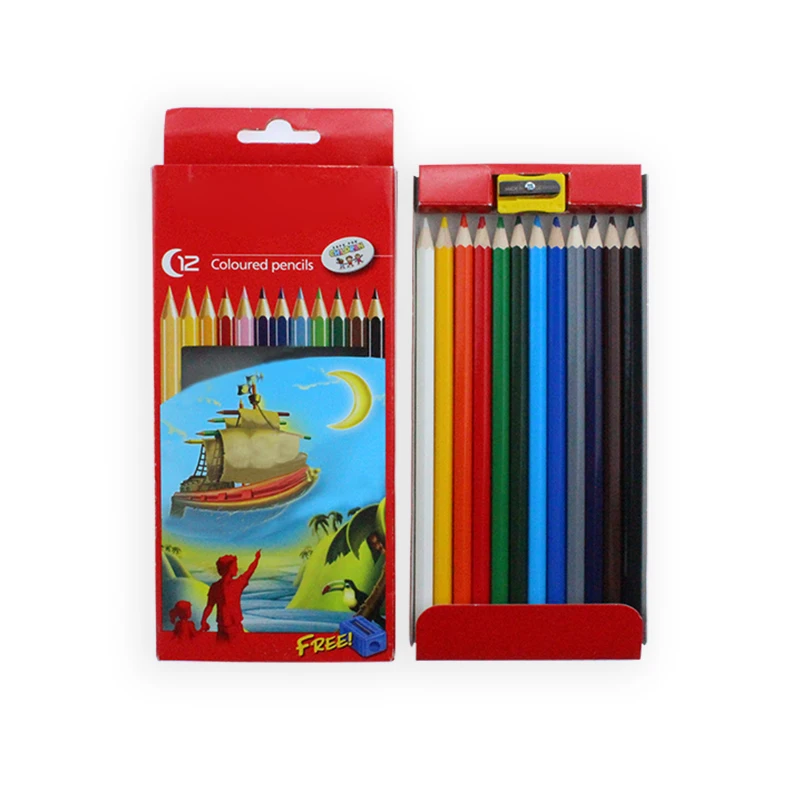 writing smooth and soft coloring wooden pencil with custom logo printing,color pencil sets
