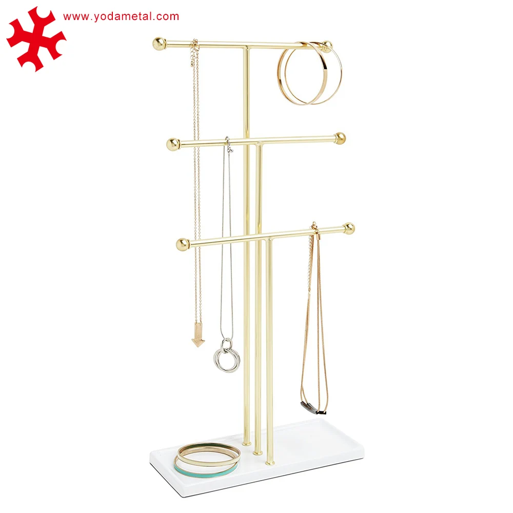 
3-х уровневый Настольный золотой цвет ювелирных организовать демонстрационный стенд для дерева 