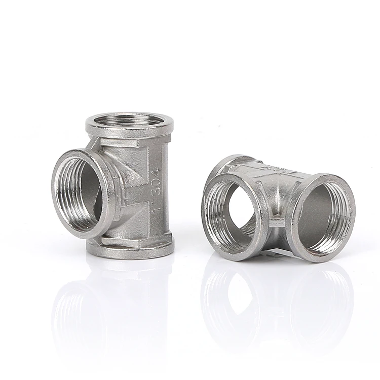 stainless steel 201 304 pipe tee fitting SUS female threads tee water plumbing pipe equal tee fitting